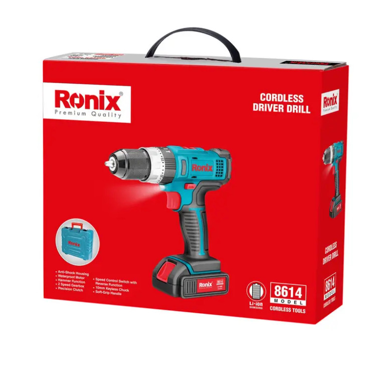 دریل پیچگوشتی چکشی شارژی دو سرعته ۱۴ ولت رونیکس (RONIX) – مدل ۸۶۱۴