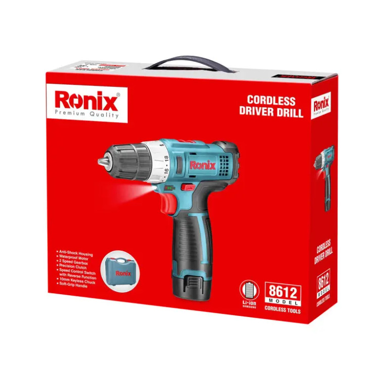 دریل پیچگوشتی شارژی دو سرعته ۱۲ ولت رونیکس (RONIX) – مدل ۸۶۱۲