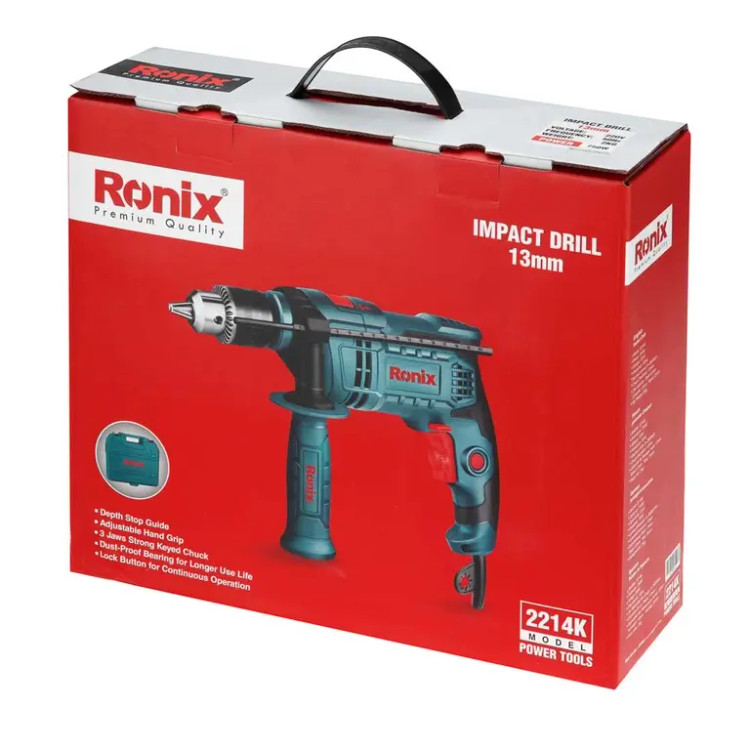 کیت دریل چکشی ۱۳ میلیمتری ۷۵۰ وات آچاری رونیکس (RONIX) – مدل ۲۲۱۴K